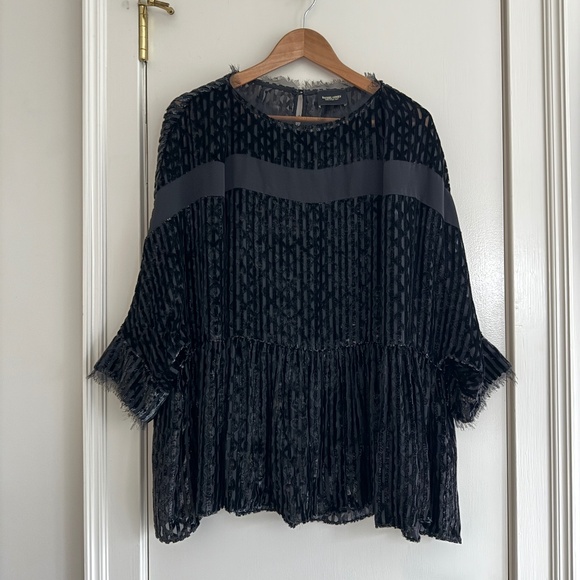 NWOT Rachel Comey Reunion Top in Black Burnout Lurex Velvet Size 6 - Picture 2 of 11